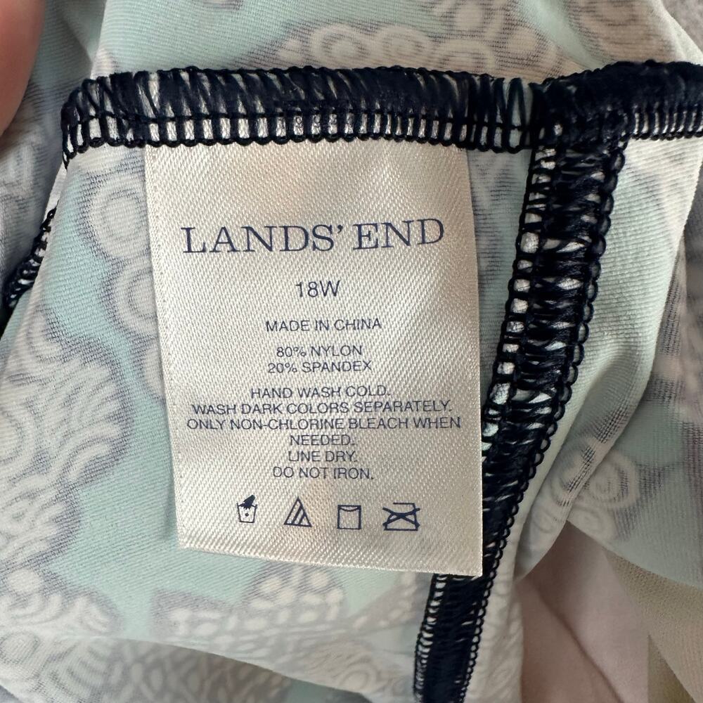 Lands' End Blue and Black Floral Swim Coverup - Picture 6 of 10
